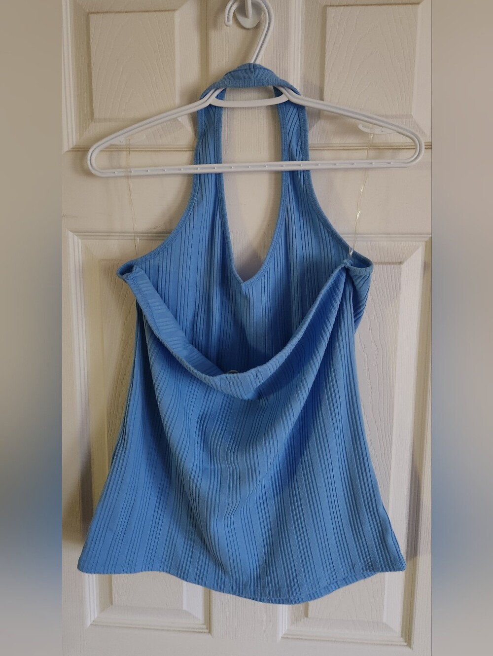 Warehouse One Blue Ribbed V-Neck Racerback Tank - Picture 2 of 3
